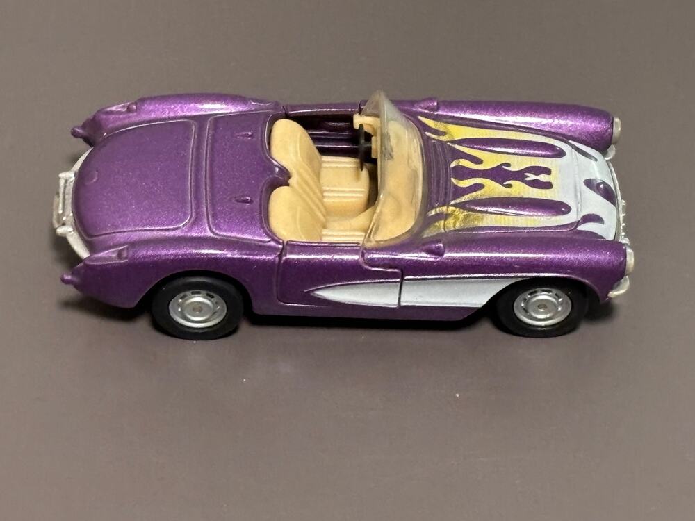 1957 Purple Yellow Convertible Corvette Die Cast MC Toys 1:39 Hot 57